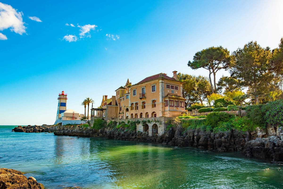 Cascais bay with its lighthouse and seaside villa