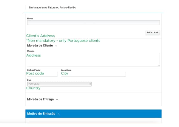 información del cliente recibos verdes