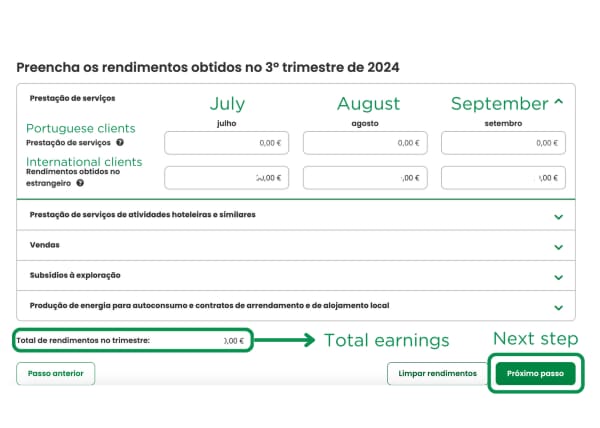 remplir les déclarations de revenus Recibos Verdes
