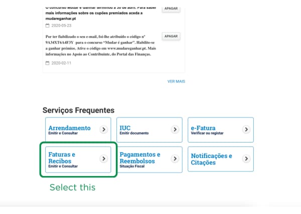 finanças recibos verdes
