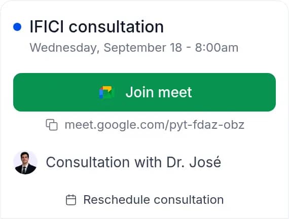 IFICI danışmanlığı için Google Meet daveti