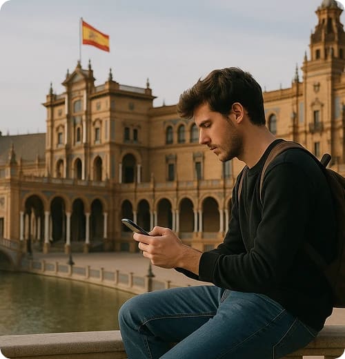 Junge entspannt mit seinem Handy