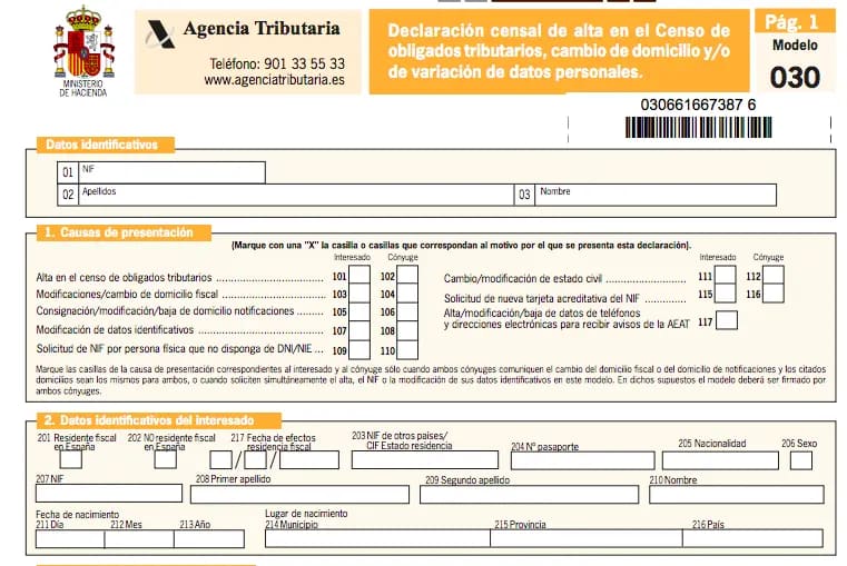 Guia de documento NIF da Espanha