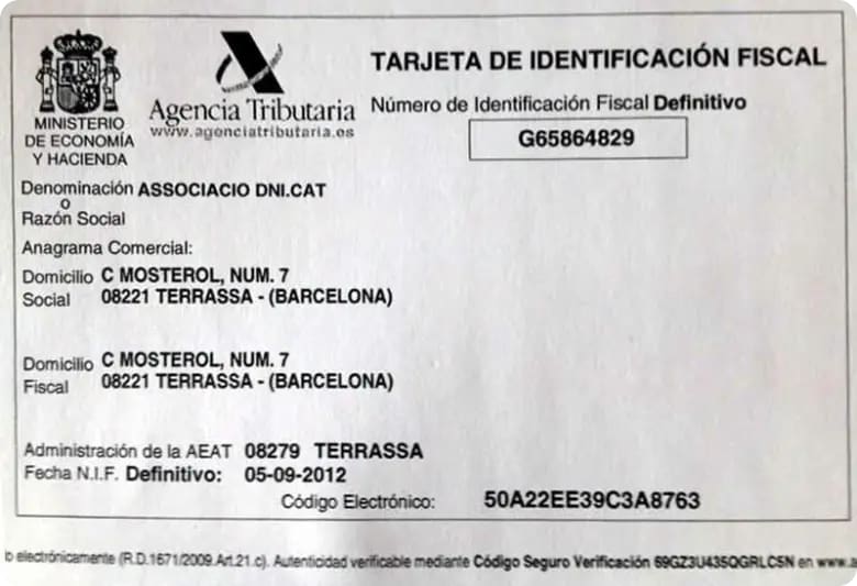 NIF Spain model document
