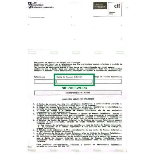 acesso à senha do NIF para expatriados