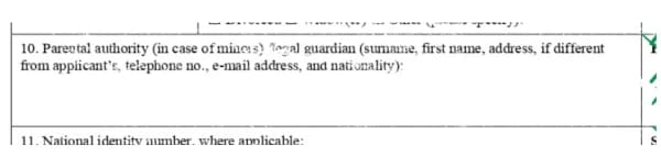 Portuguese visa application form step 3