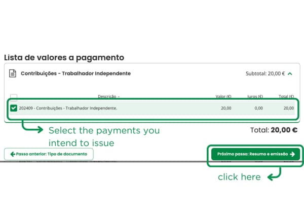 recibos-verdes-valeurs-paiement