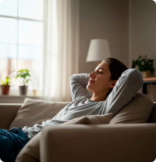 Entspannte Frau auf dem Sofa