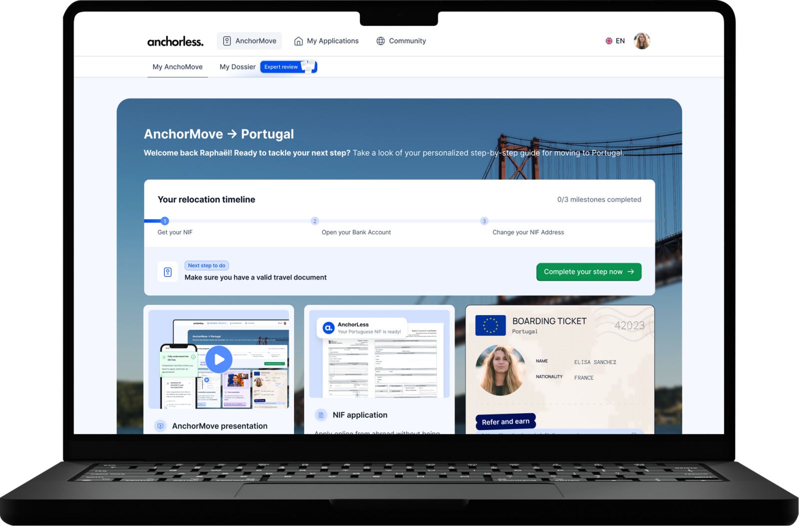 AnchorMove on a laptop: your relocation timeline for Portugal, from your NIF to your bank account