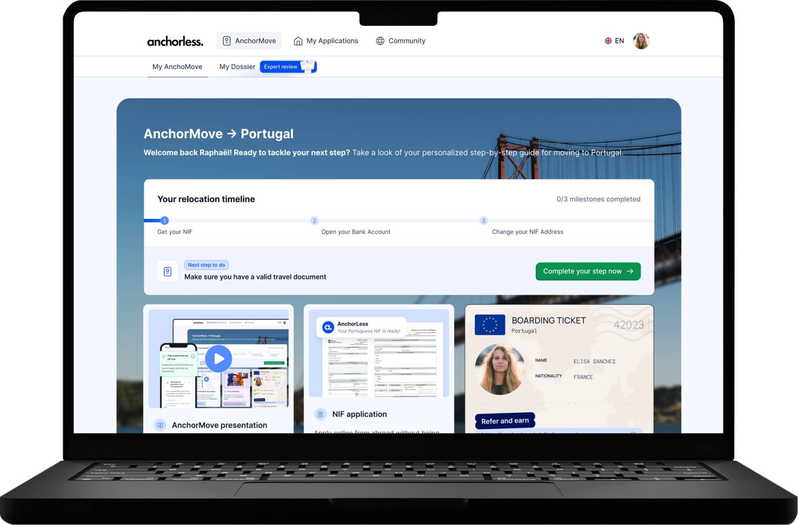 AnchorMove on a laptop: your relocation timeline for Portugal, from your NIF to your bank account